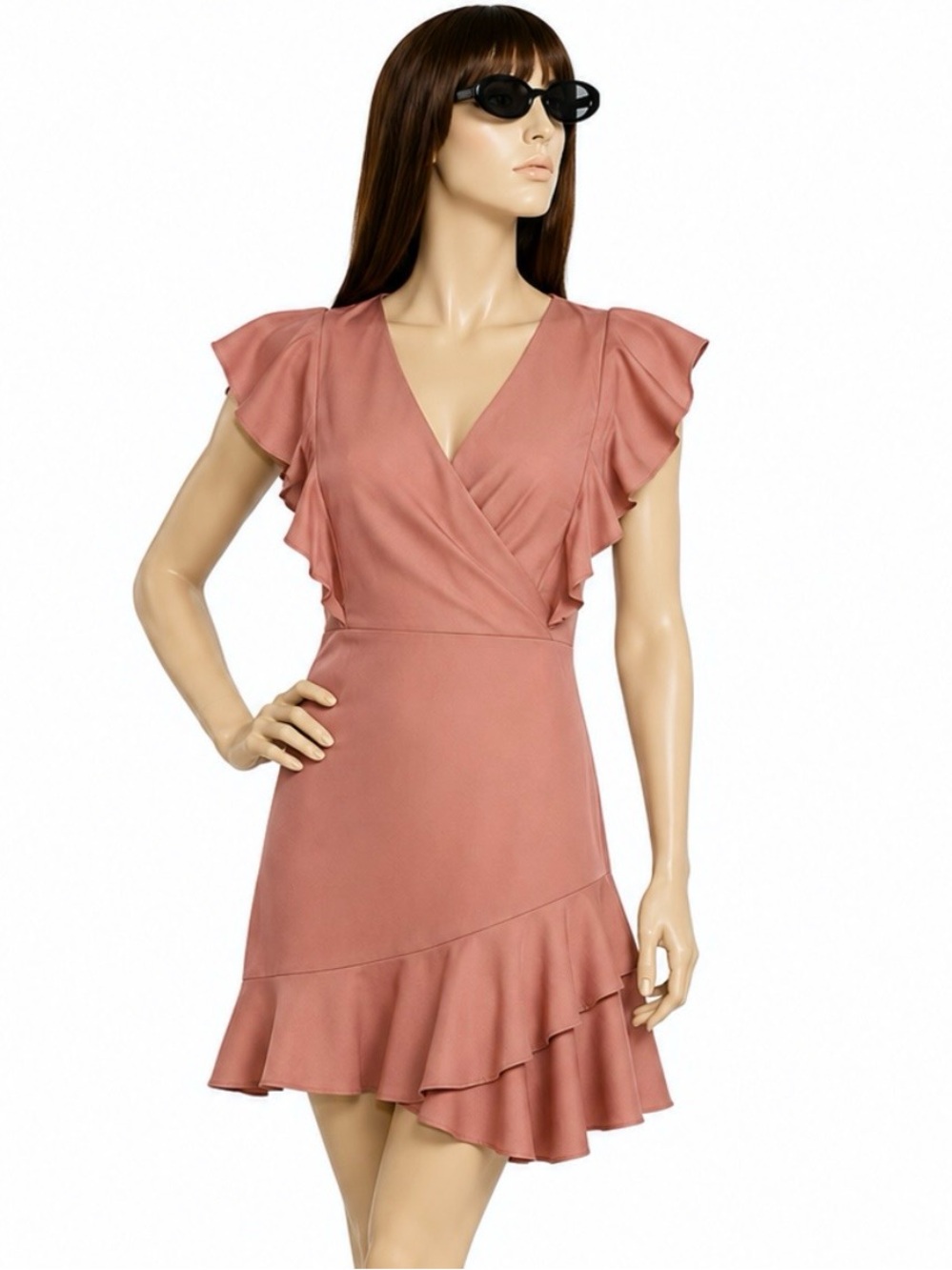 Altar'd State Sarah Mauve Flutter Sleeve Ruffle Hem Cottagecore Mini Dress SizeM
